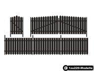 Art-Nr. 14008 - Bretterzaun mit Tor und Tür - Höhe ca. 9mm - Länge ca. 31cm